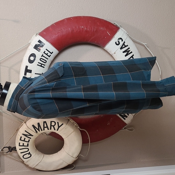 Women's Filson Scout Guide Plaid Shirt Teal Black Gold - Picture 7 of 11